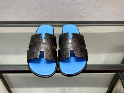 Dép Hermes Izmir Sandal Quai Vân Cá Sấu Lót Xanh Like Auth